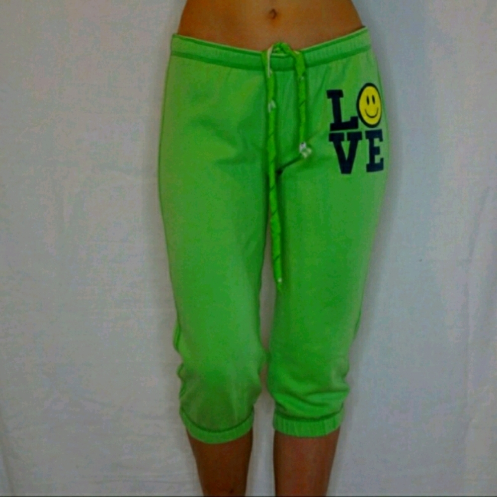 VS Pink Lime Green Fleece Sweatpants